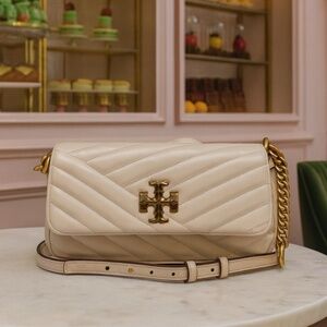 NEW Tory Burch Kira Chevron New Cream Small Convertible Shoulder /Crossbody Bag